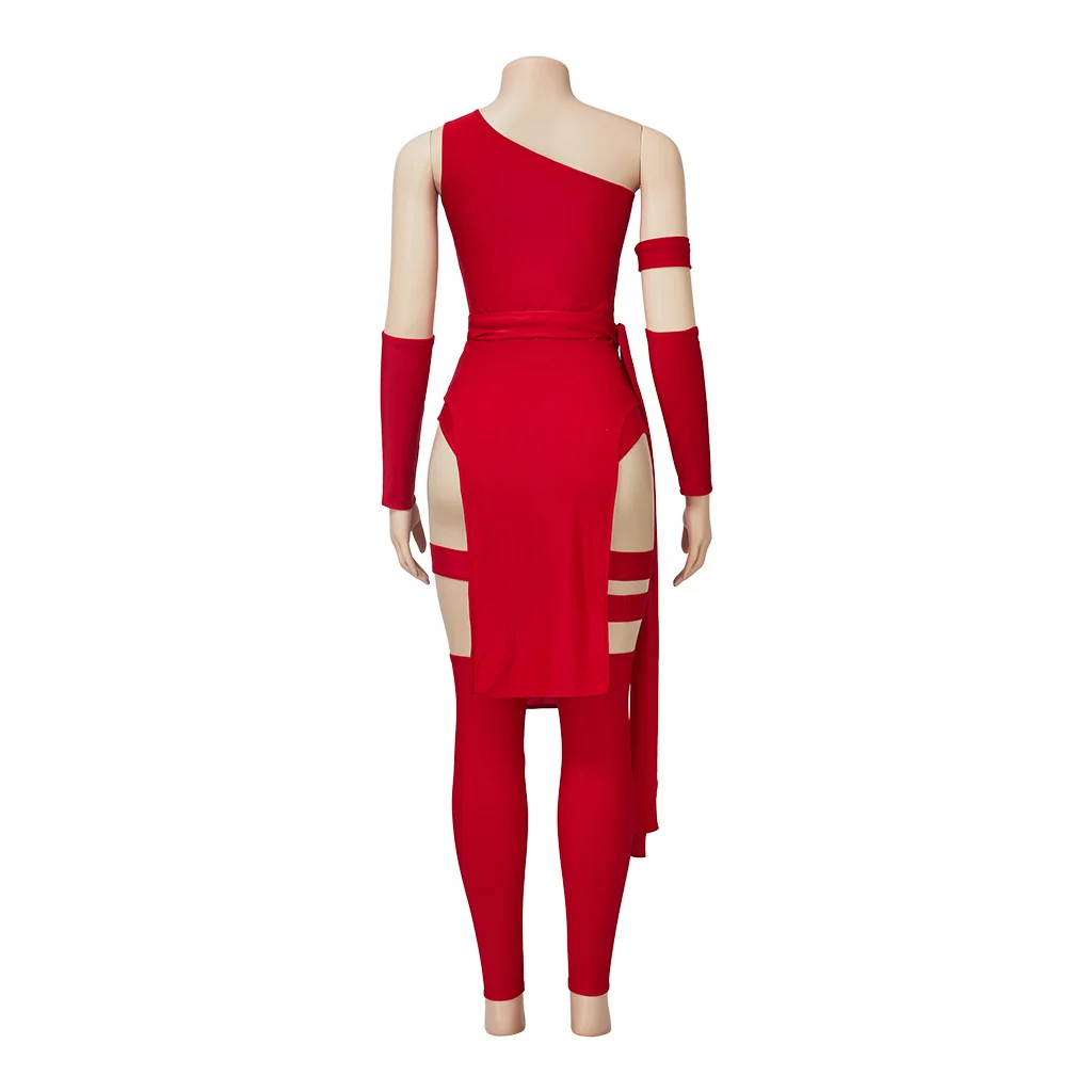 Anime Elektra Natchios Cosplay Costume Sexy Red Dress With Headgear Women Halloween Party Superhero Elektra Fighting Gown view 5