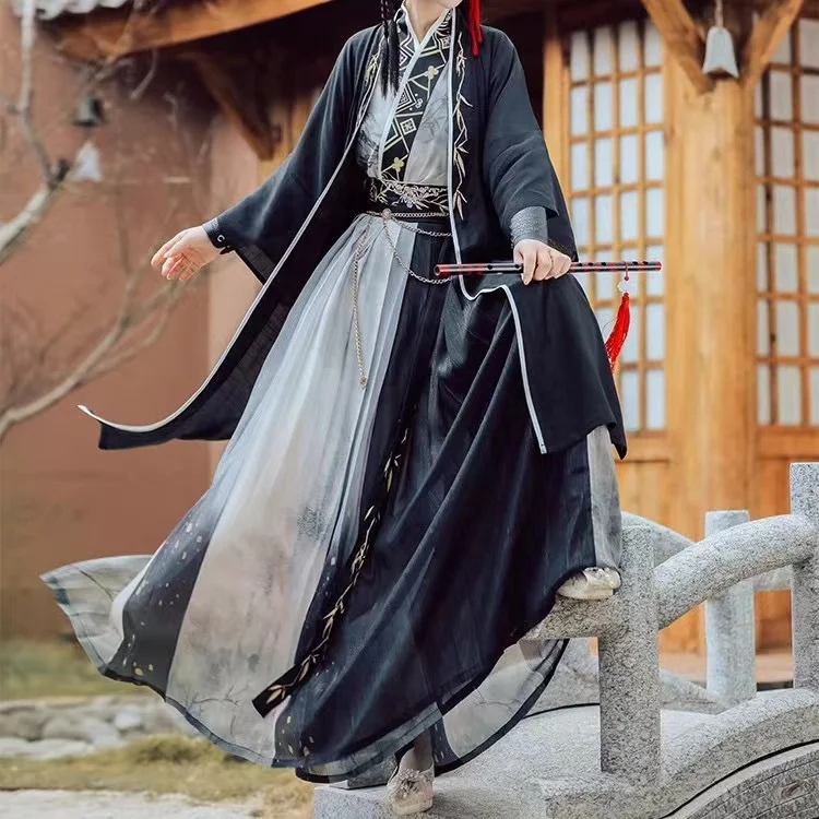 جديد Hanfu الرجال النساء سونغ سلالة الخصر BEIZI حزام الملابس التقليدية الصينية التطريز تأثيري حلي غسل الحبر Hanfu مجموعة