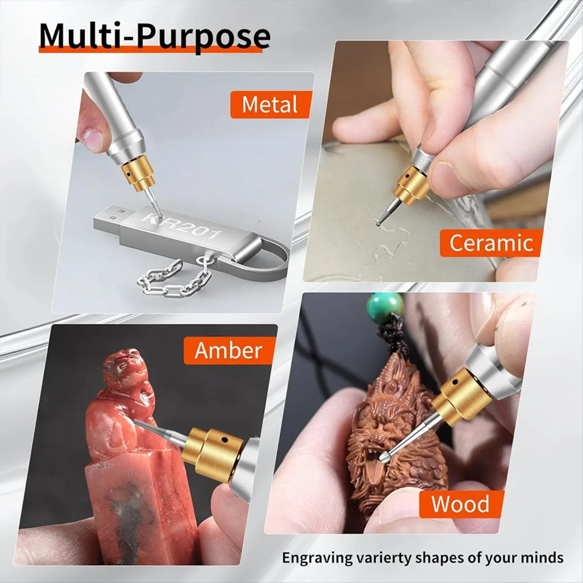 مجموعة أقلام نقش كهربائية صغيرة، أدوات دوارة لاسلكية قابلة للشحن عبر USB، 37000 PRM وضجيج منخفض، للمجوهرات الحجرية الخشبية-A51M #3