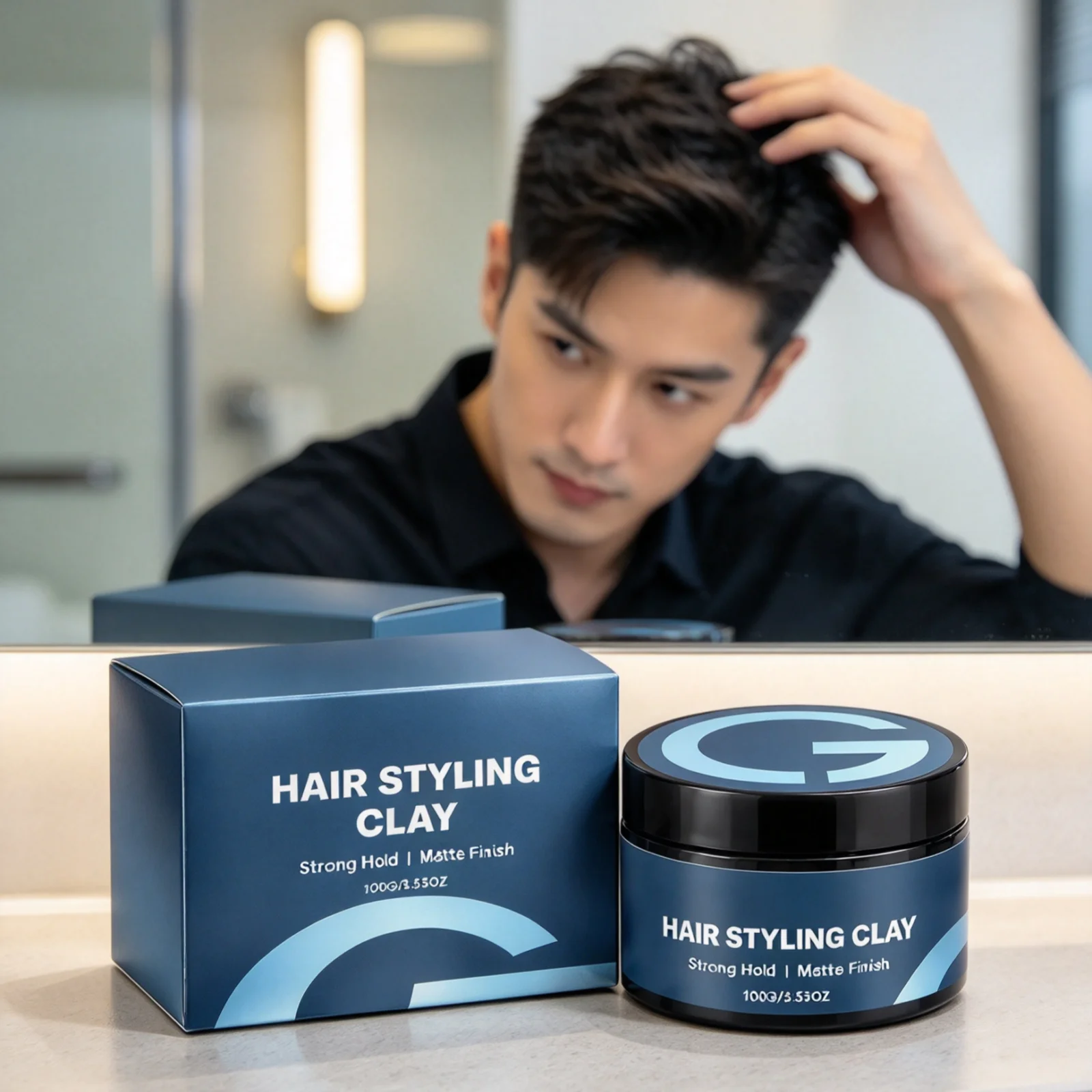 Men Hair Styling Clay Strong Hold Matte Finish Deeply Nourishing Hair Smooth Frizzy Smoothing Texture Non Greasy Hair Wax 100g