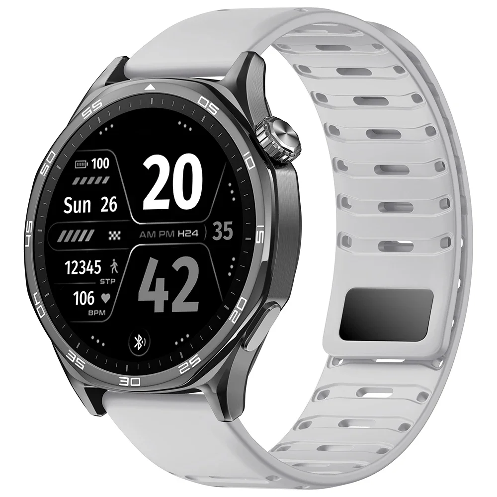 ซิลิโคน 22 มม.สําหรับ Huawei Watch 5 4 3/GT5 Pro GT5 GT4 46 มม.แม่เหล็ก Breathable สร้อยข้อมือสําหรับ amazfit GTR/Stratos/Bip 6 Band