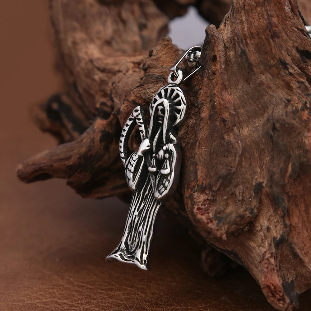 Gothic Vintage Halloween Sickle Death Pendant Necklace for Men Unique Creative Stainless Steel Amulet Fashion Jewelry Wholesale