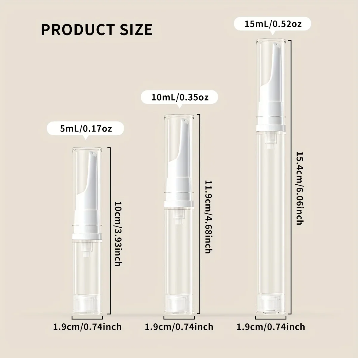 5/10/15ml Clear Foundation Dispenser Bottle Portable Travel Essence Sample Container Airless Vacuum Eye Gel Cream Empty Tubes