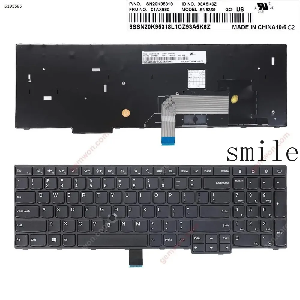 

Клавиатура для ноутбука Thinkpad E555 E550, черная, без трекпада, для рынка США
