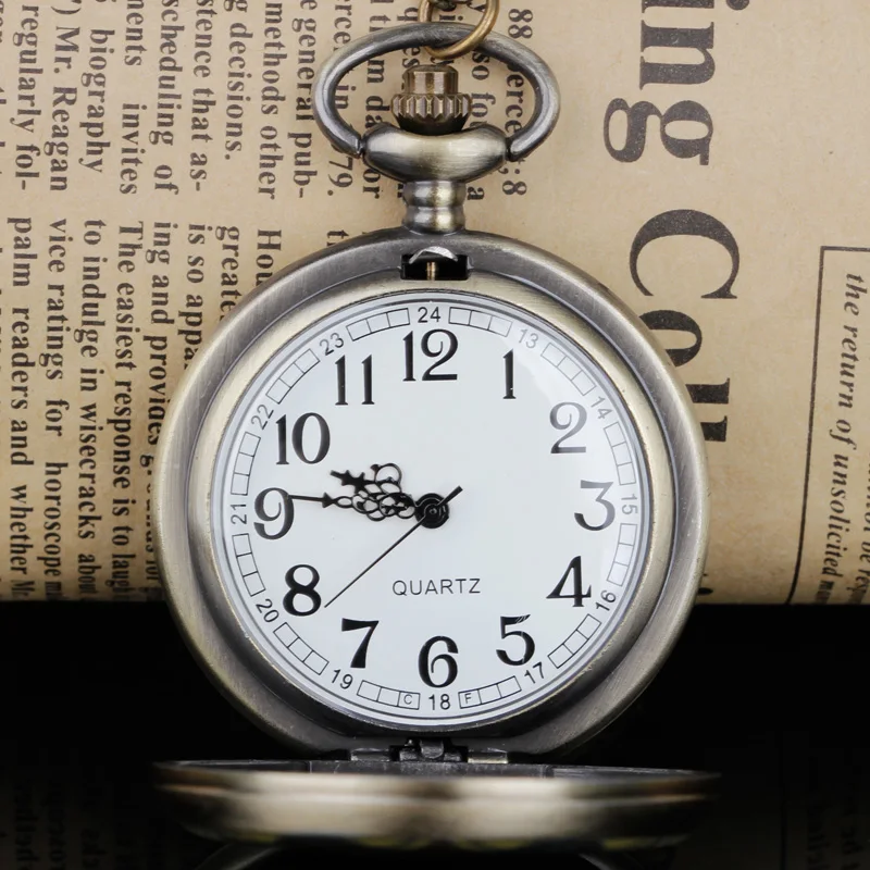 Retro Jade Antique Bronze Pocket Watch for Women Exquisite Gifts Necklace Clock Pendant Watch with Chain Jewelry Accessories