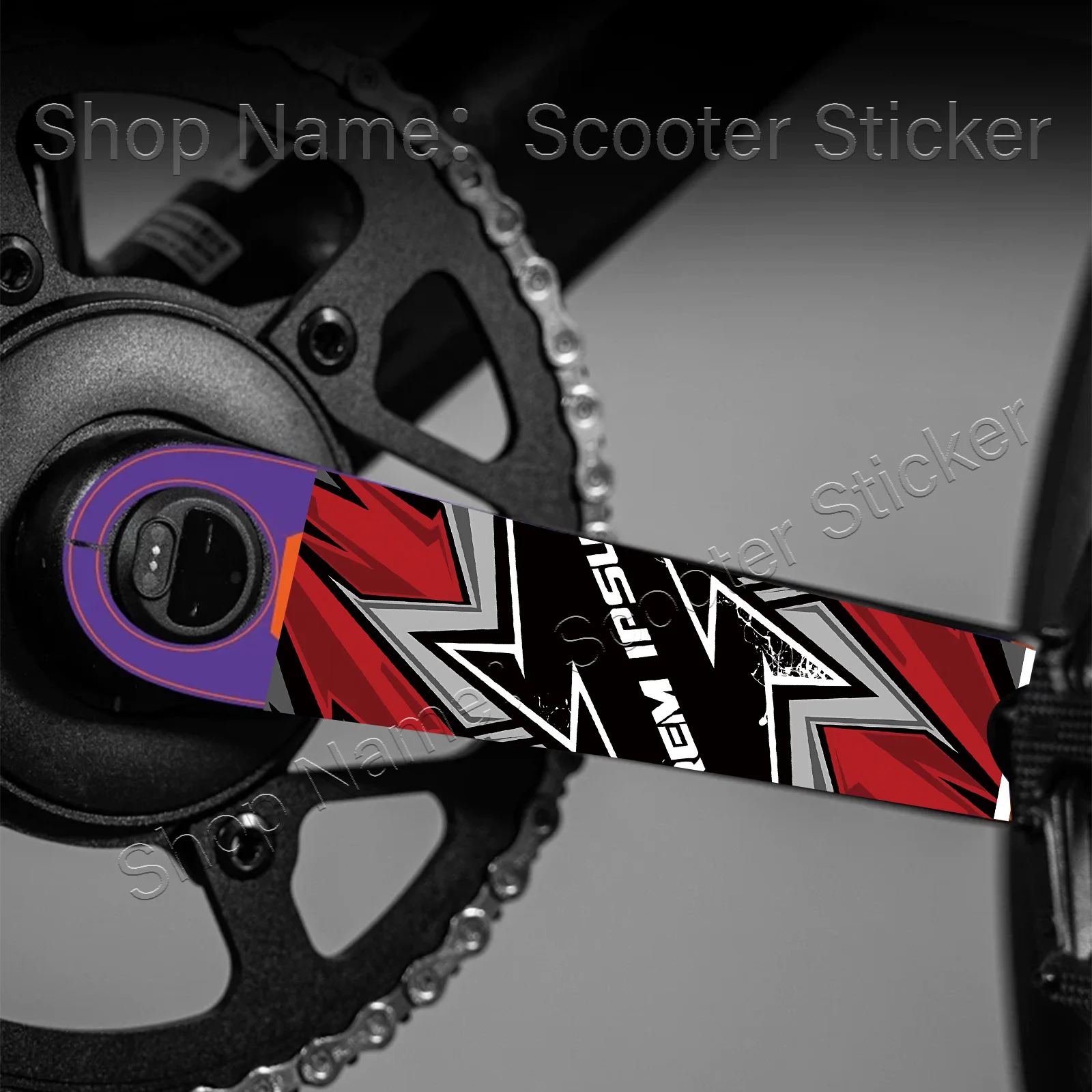 1Pair Red Black Geometric Bike Crank Arm Stickers, Waterproof Scratch Resistant Decals for Road Bike Crankset
