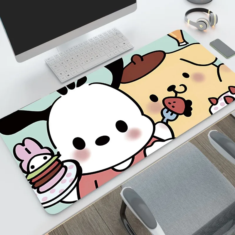 

Коврик для мыши с мультяшным аниме-дизайном Pochacco, милый коврик для мыши, большой игровой коврик для ПК, аксессуары для геймеров, нескользящие коврики для клавиатуры и мыши, коврики для ноутбуков, настольный коврик