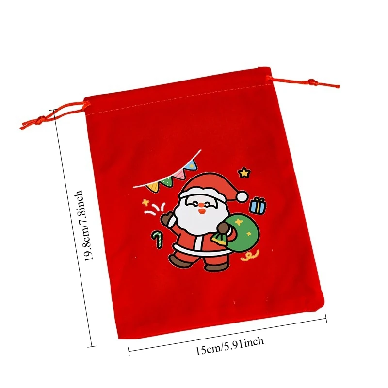 20PCS Cartoon Christmas Velvet Drawstring Drawstring Snack Candy Storage Bag