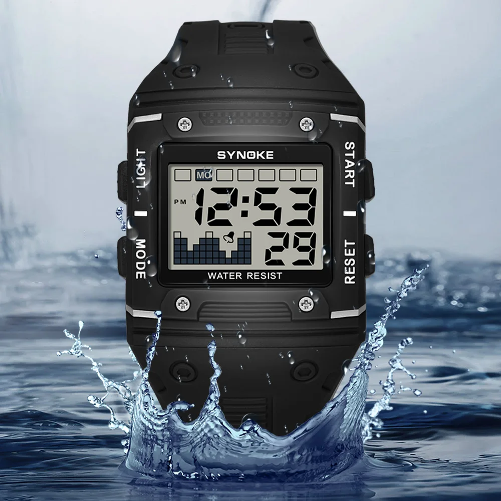 SYNOKE Sports Military Watch for Men Waterproof Large Dial Men Watch Electronic Clock Mens Digital Wristwatches Relojes Hombres