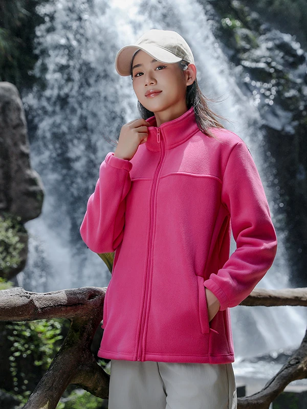 سترة خارجية دافئة من الصوف بلون واحد للجنسين مريحة وناعمة وأنيقة بتصميم عصري وأكمام طويلة وسحاب وجيوب #2