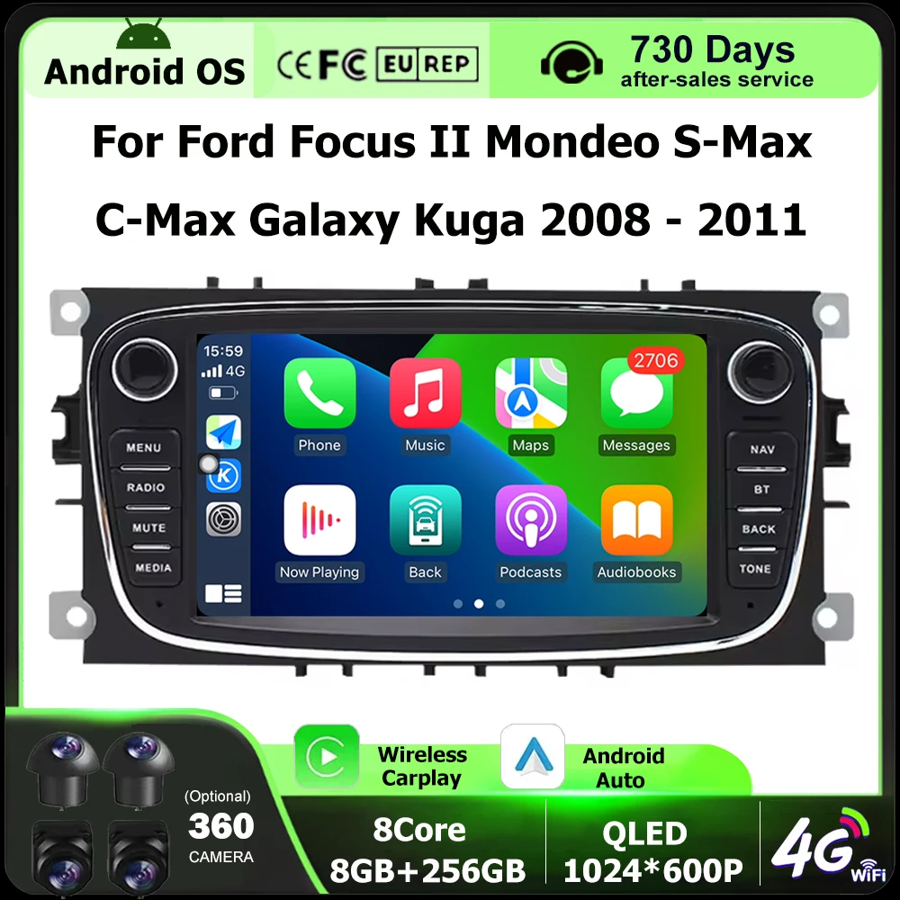 7'' For Ford Focus II Mondeo S-Max C-Max Galaxy Kuga 2008-2011 Android 16 Auto Car Radio Multimedia Player GPS Navigation WIFI