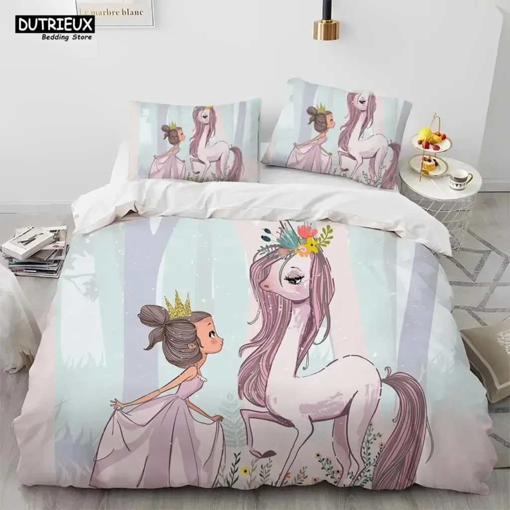 Cartoon Cute Ballet Girl Ballerina Comfortable Duvet Quilt Cover Pillowcase Bedding Set Children Bedroom Decoration Home Textile