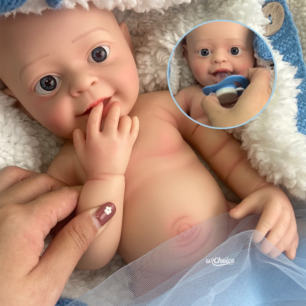 

18Inch Waterproof Full Silicone Bebe Reborn Boy Handmade Painted Skin Newborn Baby Doll Lifelike Muñeca Reborn For Kids Gift