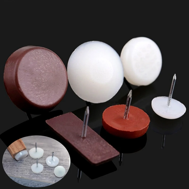 Various Size Chair Table Furniture Leg Nail Bottom Feet Plastic Pad Glide Skid Nail Floor Protector Flat Nail Home Accessories