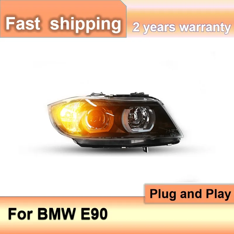 Car Accessories for BMW E90 Headlamp 318i 320i 325i Headlight LED E90 Front Light Angel Eyes for 318 320 325 Bi Xenon Lens HID