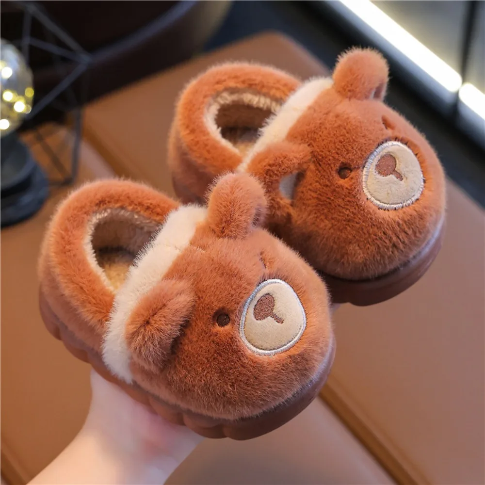 

Children's Cotton Slippers Thickened Non Slip Kids Shoes Rabbit Frog Capybara Cartoon Animal Kids Winter Warm Booties