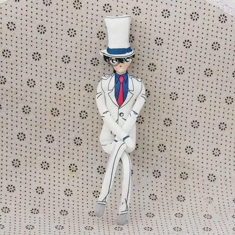 

Плюшевая кукла Детектив Конан Кайто Кид 28 см с подвижными конечностями на проволочном каркасе, фигурка с белой окантовкой, декор для комнаты