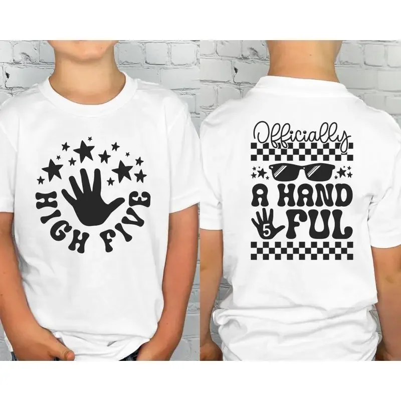 Officially A Handful 5Th Birthday High Five T Shirt