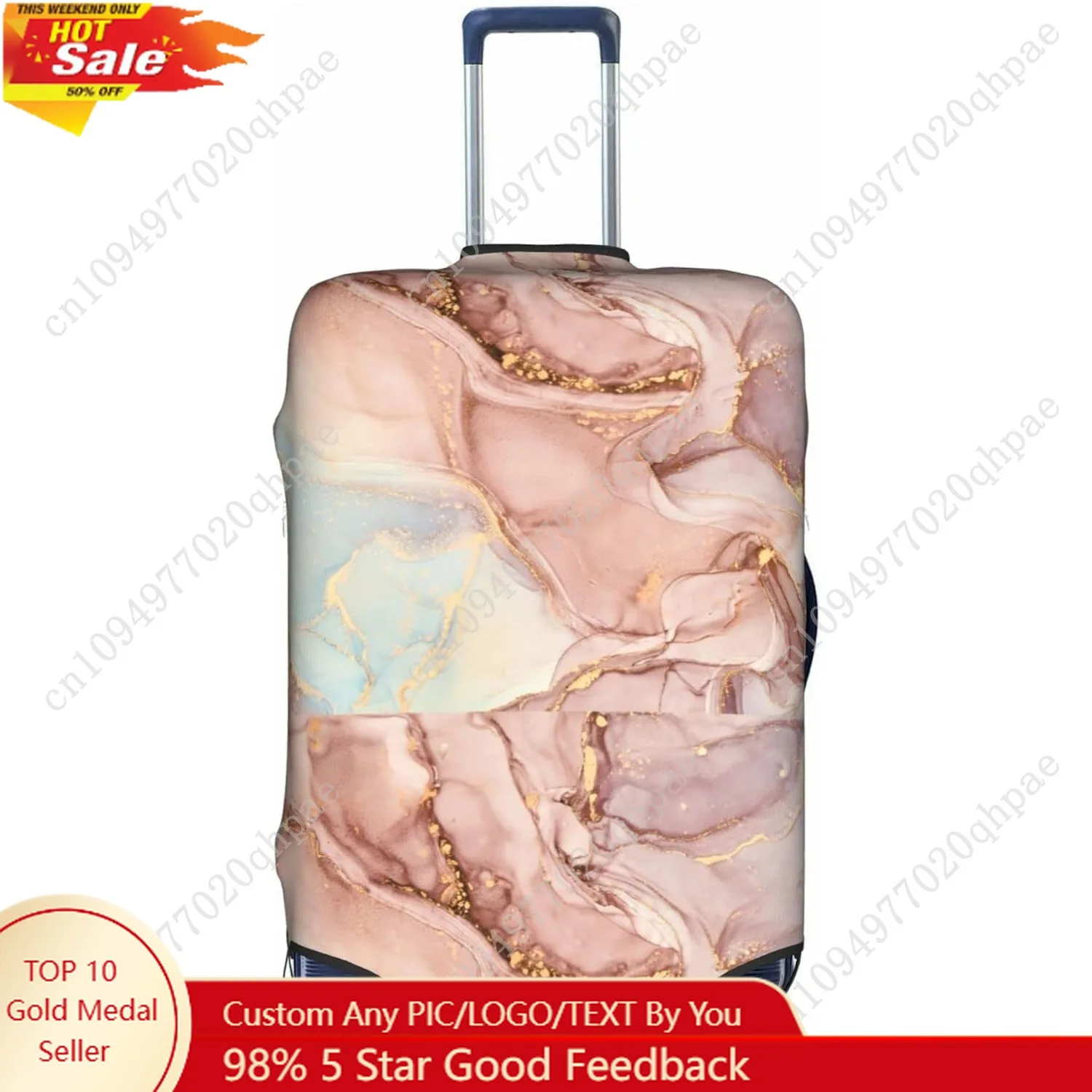

Розовый золотой мраморный чехол для багажа, эластичный моющийся эластичный защитный чехол для чемодана, защита от царапин, дорожный чехол для чемодана для детей и взрослых