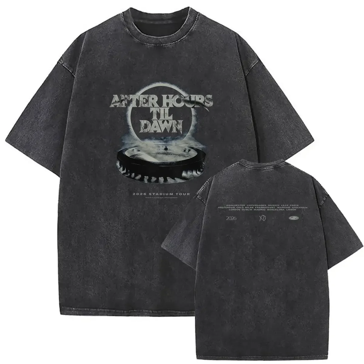 Vintage Washed The Weeknd After Hours Til Dawn Tour 2026 Merch T-Shirts Men's Women Hip Hop O-Neck Oversized T Shirt Streetwear