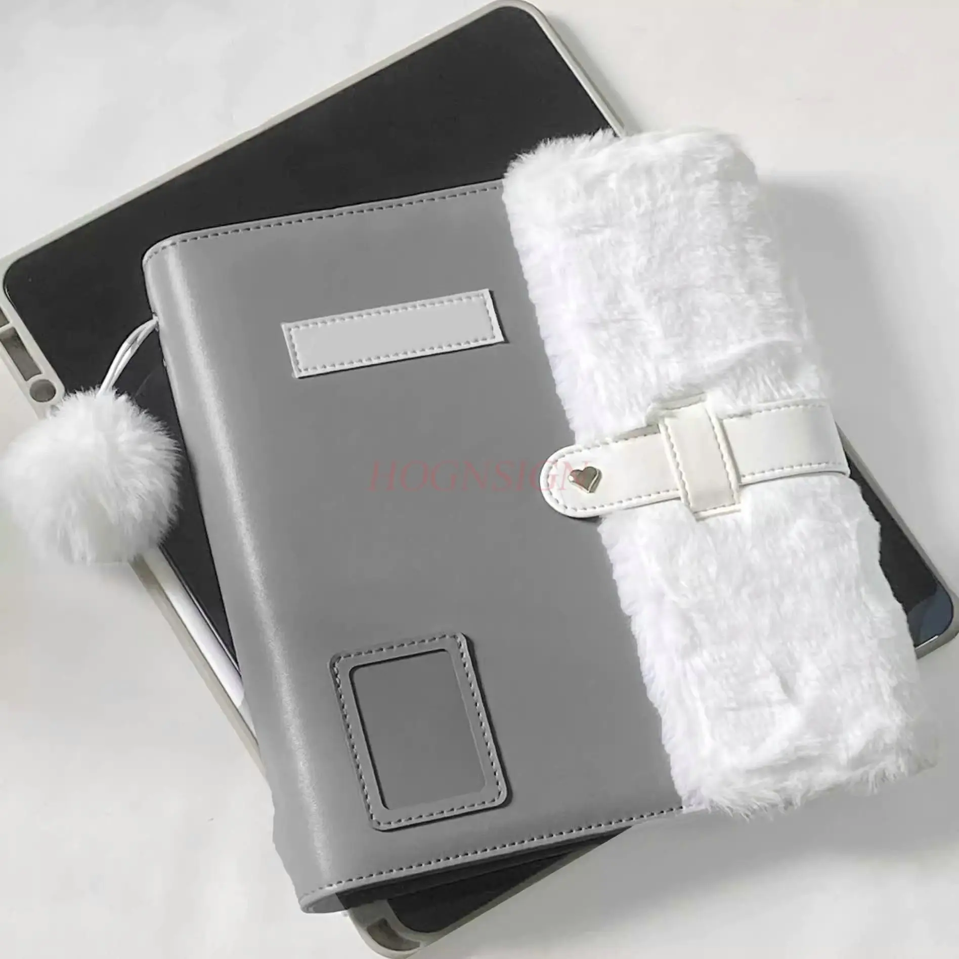 1book Four Palace Grid A5 Polaroid Album Gray Plush Leather Splicing Card Album Love Bean Small Card Storage Album