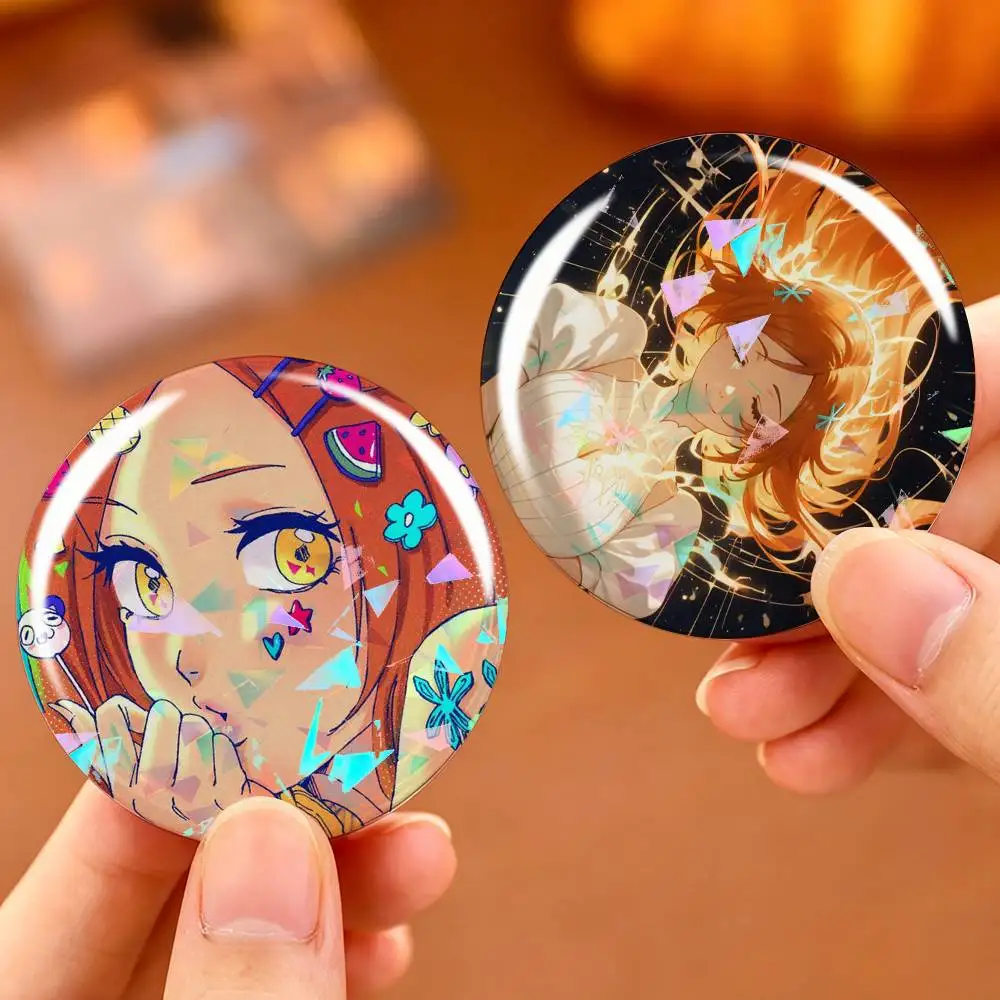 Cute BLEACH O-Orihime I-Inoue Anime Custom Tinplate Round Button Badge Pins Brooches view 2