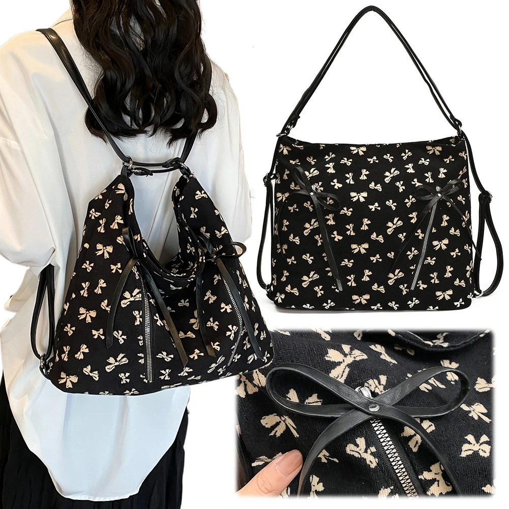 

Женская сумка-хобо с бантом, Многофункциональный модный ранец на плечо большой вместимости, модная сумка с несколькими карманами