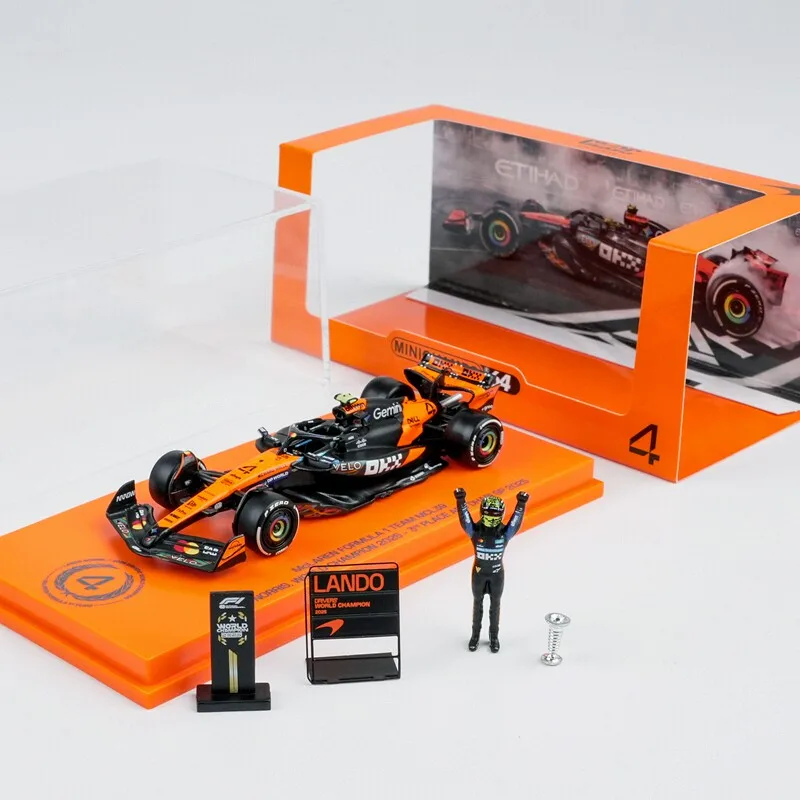 [In Stock] Minichamps 1/64 Lando Norris 2025 Abu Dhabi F1 Champion Diecast Model, with Figure & Trophies