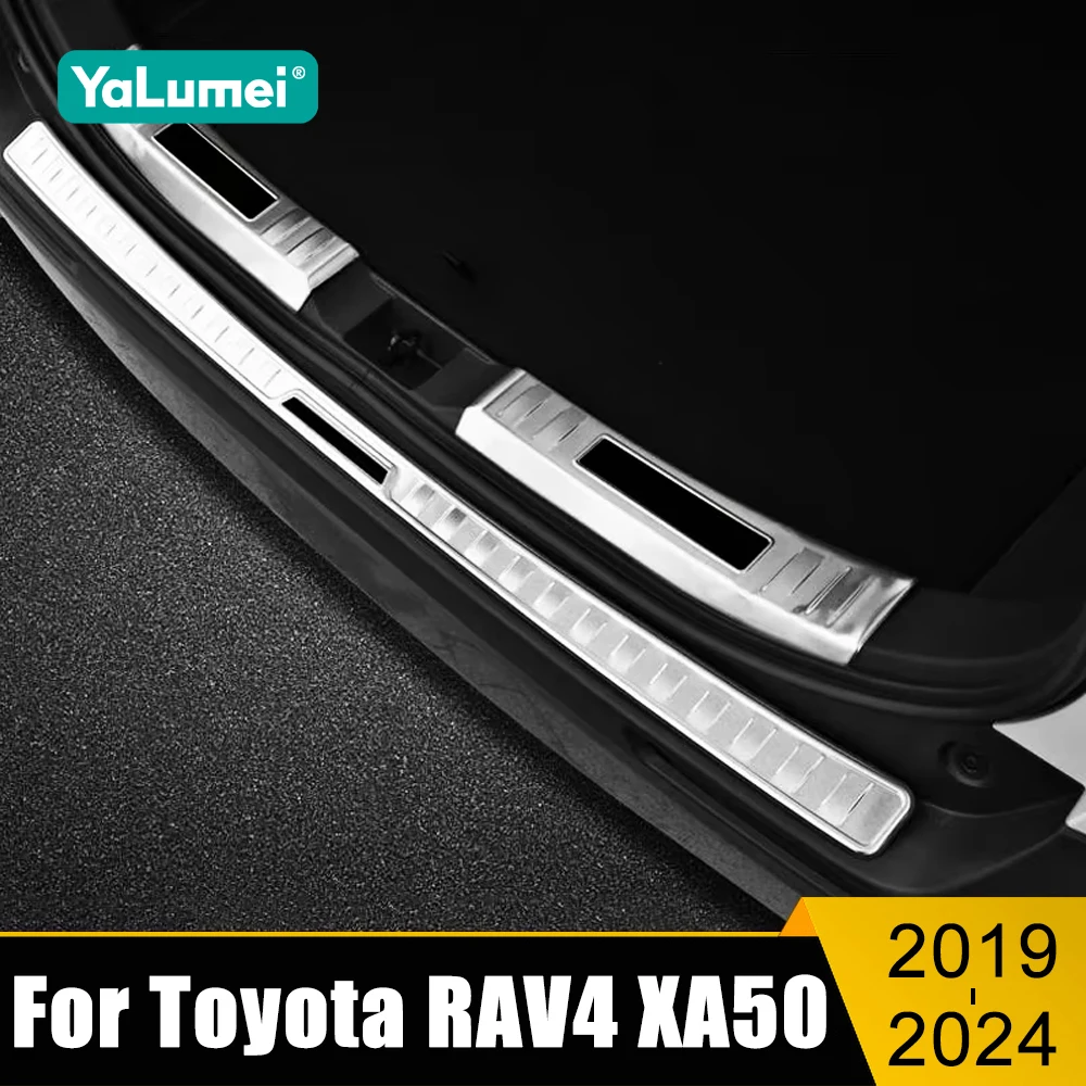 For Toyota RAV4 XA50 2019-2021 2022 2023 2024 Hybrid Stainless Car Rear Bumper Foot Plate Trunk Door Sill Guard Protector Pedal