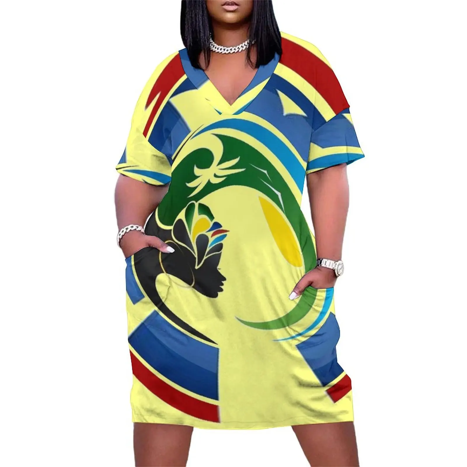 

HAITI : Ultra-modern Travel Advertising Logo Print Loose Pocket Dress Bride dresses Dress woman summer dress woman 2025