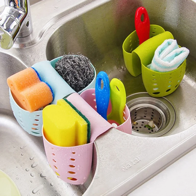 Kitchen Storage Drain Basket Sink Holder Adjustable Soap Sponge Shelf Double Saddle Style Drain Rack Bathroom Accessories