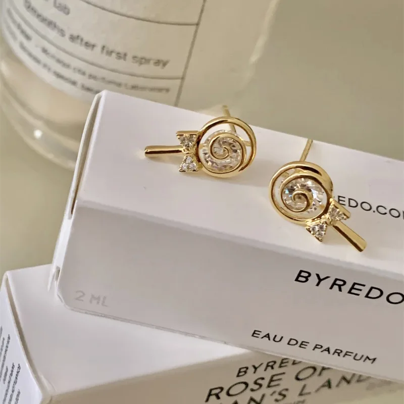 New Trendy 925 Silver Stud Earrings Gold Color Lollipop Candy Clear CZ For Women Girl Gift Fashion Jewelry Dropship Wholesale