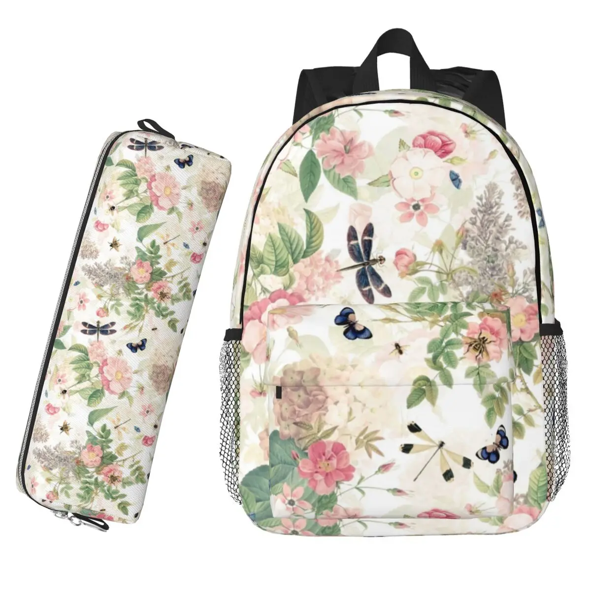 

Vintage Roses Spring Flower And Early Insects Pattern Backpack Hot Sale Daypack Girls BookBag Children School Bag Pencil Case