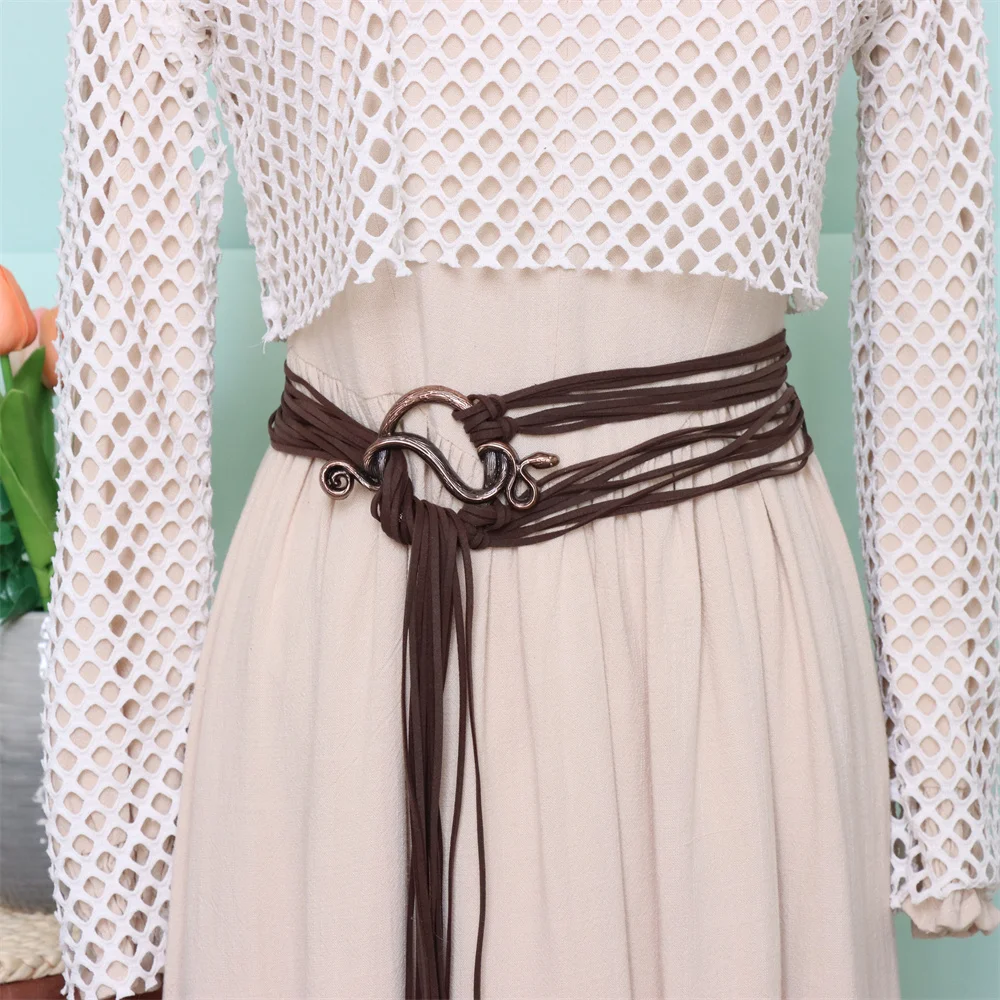 شرابة عصر النهضة في العصور الوسطى، حزام خصر طويل للنساء، سلسلة كروس ساحرة، حزام إكسسوارات تزيين الفايكنج