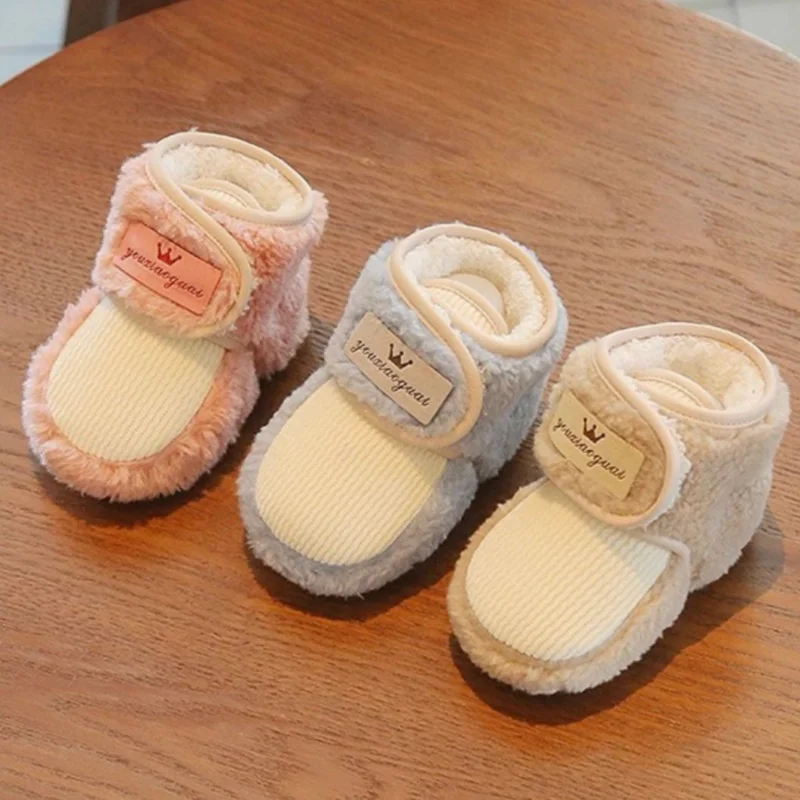 

Детская обувь для детей 0–1 года, осенне-зимний стиль с плюшевой изоляцией и мягкой подошвой, обувь для передней ступеньки, детская обувь