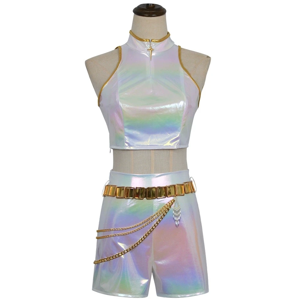 

2025 Anime Demon Rumi Cosplay Costume Hunters Adult Women Top Vest Shorts Chain Outfits Halloween Carnival Party Suit Women Kids