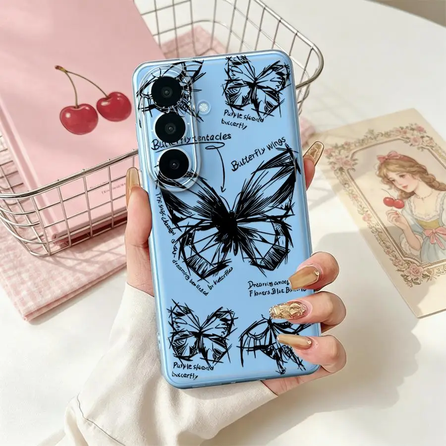 Minimalist Art Butterfly Case for Samsung Galaxy A57 A26 A24 A25 A51 A52 A37 A36 A13 A55 A23 A14 A16 Phone Cover A33 A52 A34 A35
