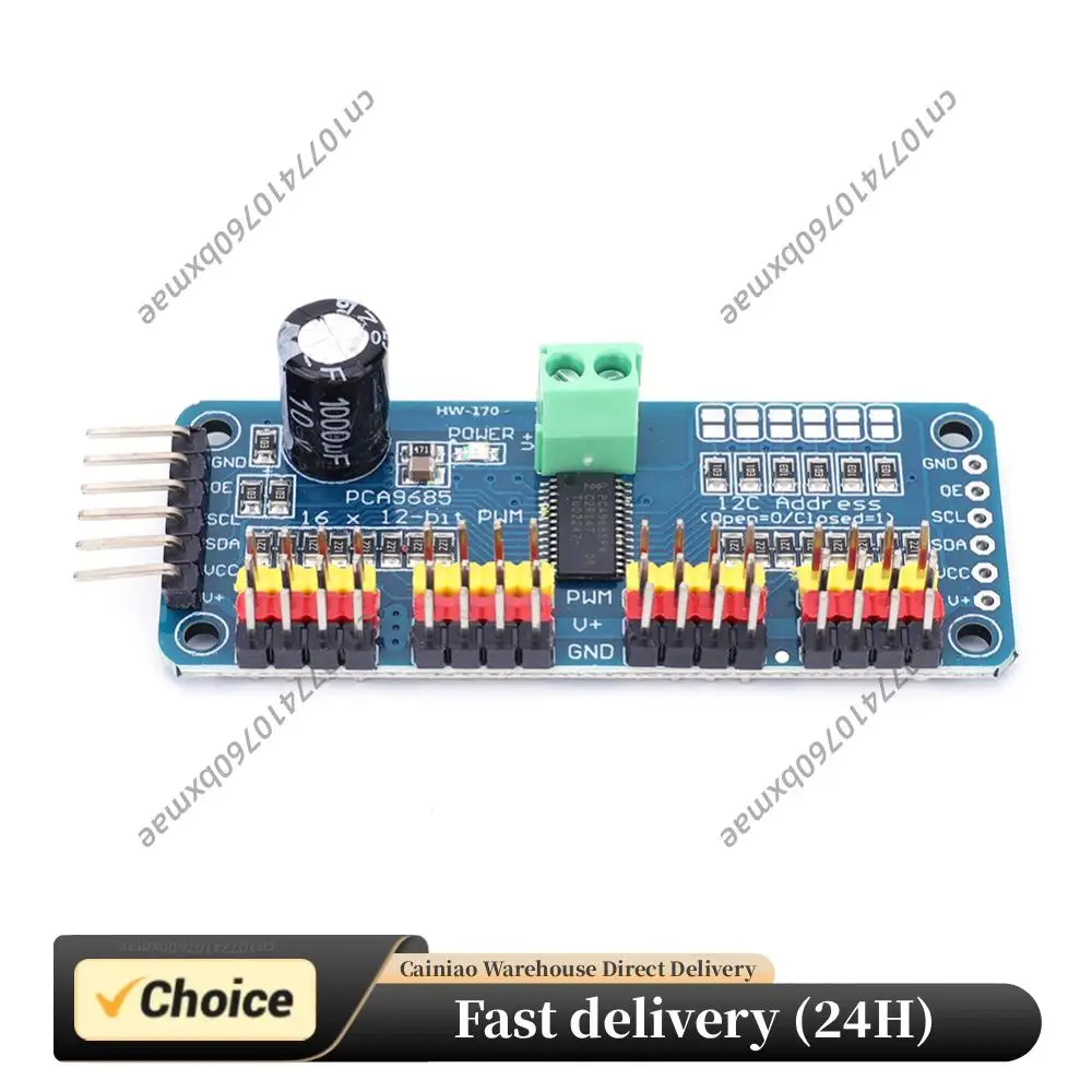 

Контроллер робота PCA9685 с интерфейсом IIC, 16-канальный 12-битный драйвер серводвигателей PWM для Arduino Robot/Raspberry Pi