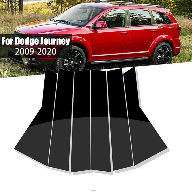 6Pcs Car Window Pillar Posts Door Glossy Black Trim Decal Cover for Dodge Journey 2009-2018 2019 2020 Accessories Parts دوج