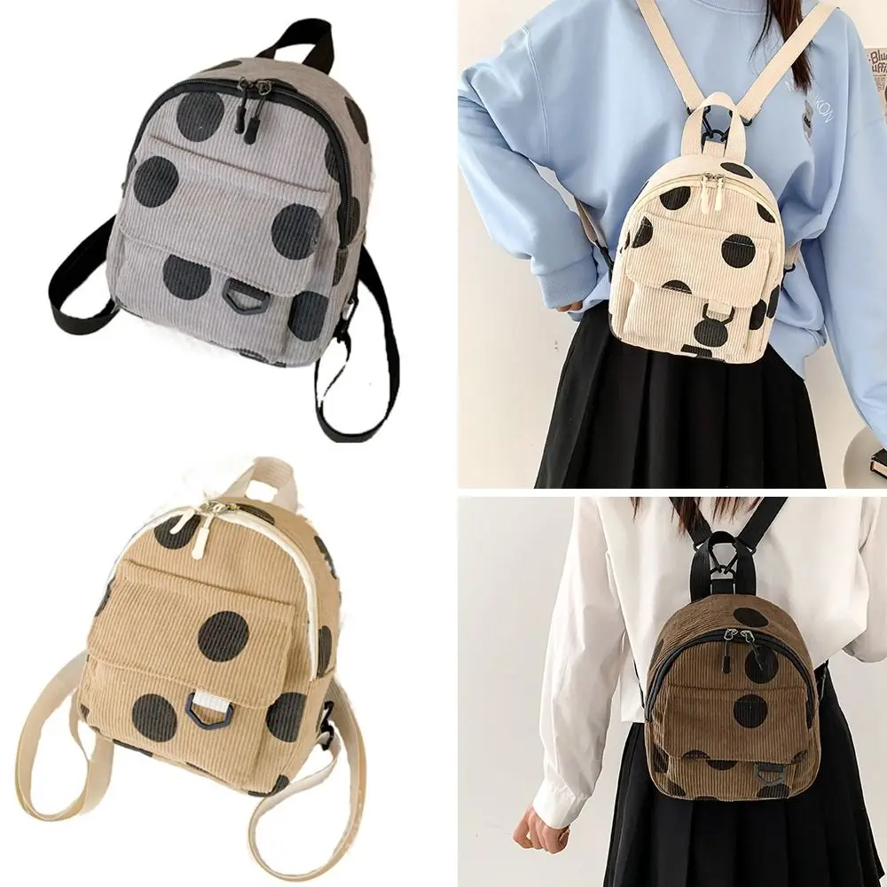 Large Capacity Mini Backpack Creative Corduroy Simple Traveling Rucksack Casual Lightweight Student Bookbags