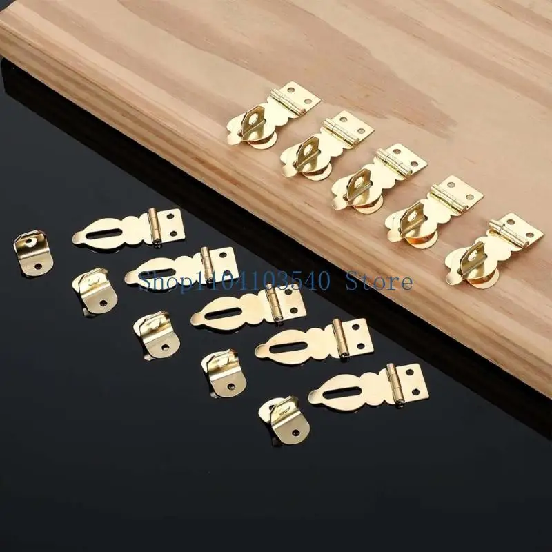 02DC 6PCS GOLD HASP LOCK MINI BRASS LANCHES FACKES FOR CIRCELETS & LAGGAGE