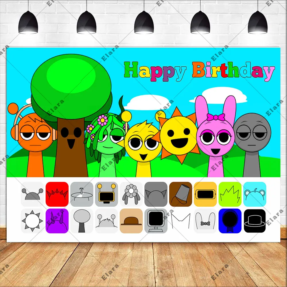 Cartoon Hot Game Incredibox-Sprunki Children's Birthday Party Decor Baby Shower Background Banner Photo Shoot Props Kids Gifts