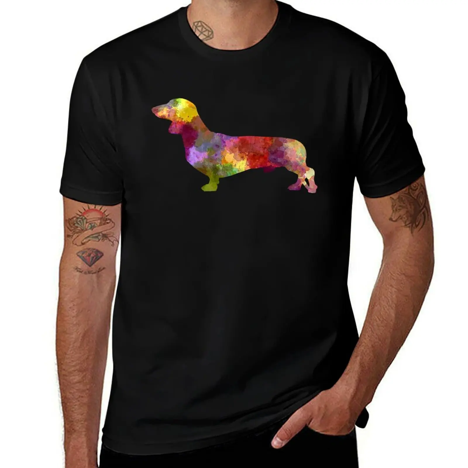 

Dachshund in watercolor T-Shirt man graphic t shirt cotton t shirts man 100% T-Shirt