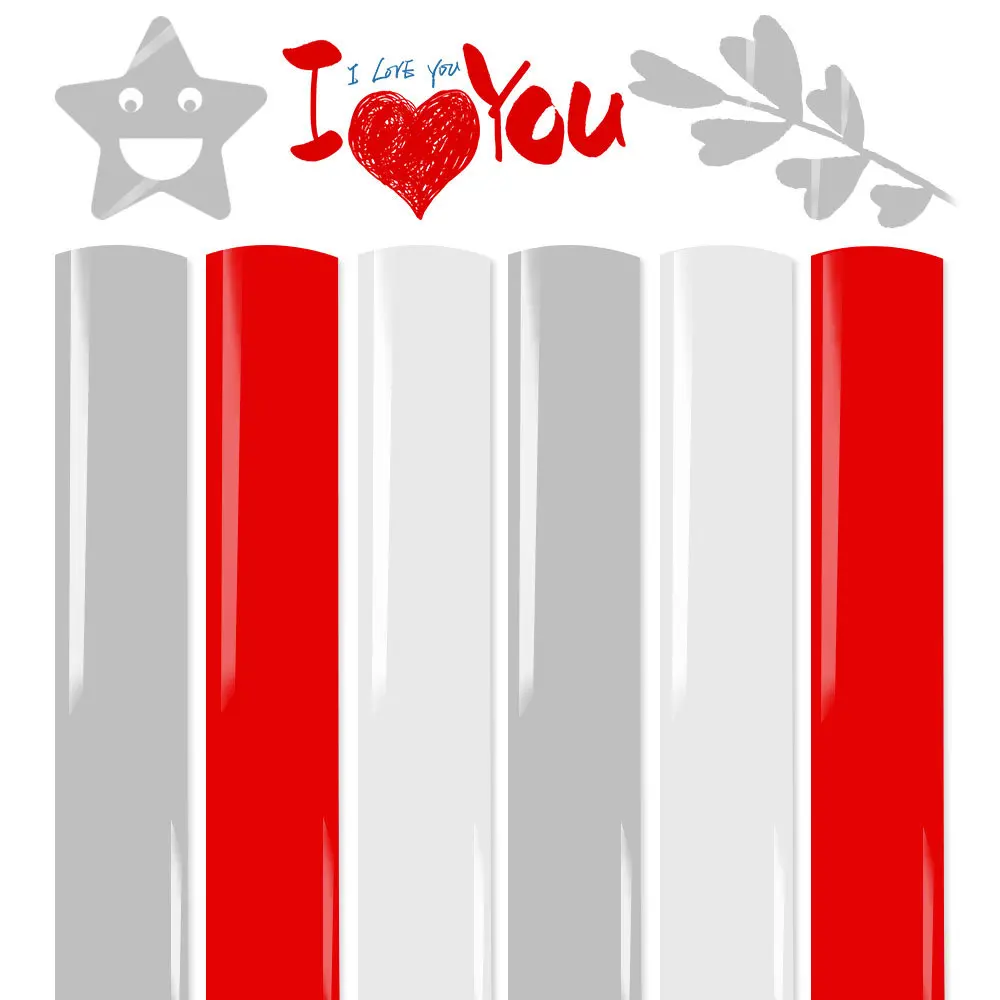 6pcs/set 20x30cm Red White Grey PU Heat Transfer Vinyl Hot Press cut Film for Tshirts Parent-child Wear Couple Wear Decor DIY
