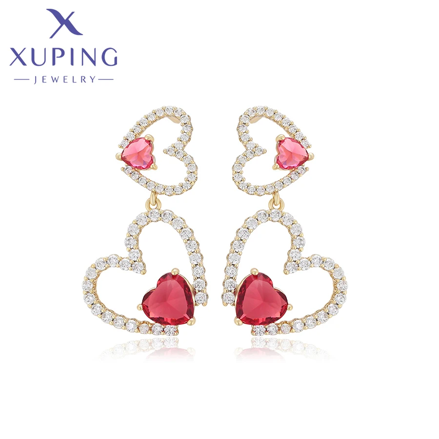 Xuping Jewelry Fashion Elegant StyleHeart Stud Earring Gold Plated Charm Earrings for Women Gift X000859565