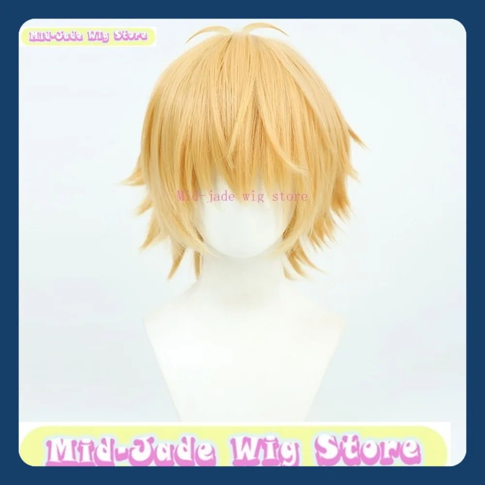 Peluca de jade medio para hombre, motosierra Denji, peluca de Cosplay, juego de Anime, accesorios de disfraz para fiesta de Halloween, pelo sintético