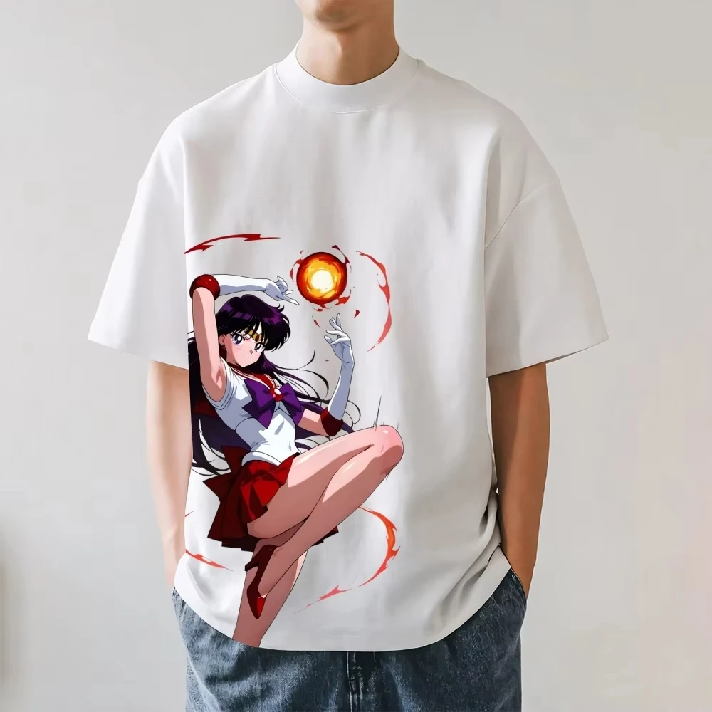 2026 New Sailor Moon Mars Japanese Style Classic Tee High-quality Streetwear CottonT-Shirt for Men Women Summer T-shirt