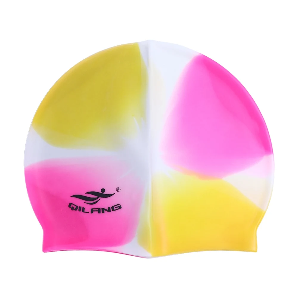 Wear-resistant Practical Colorful Long Hair Swim Cap Silicone Flexible Swimming Hat Swimming Cap Swim Pool Hat Bathing Cap