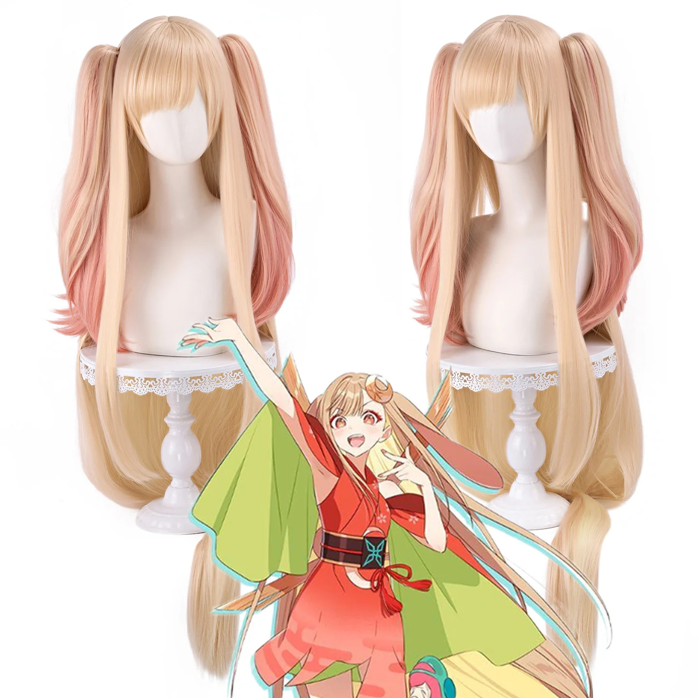 

Anime Cosmic Princess Kaguya Cosplay Wig Long 135cm Synthetic Chip Ponytails Halloween Carnival Party Props for Women Girls