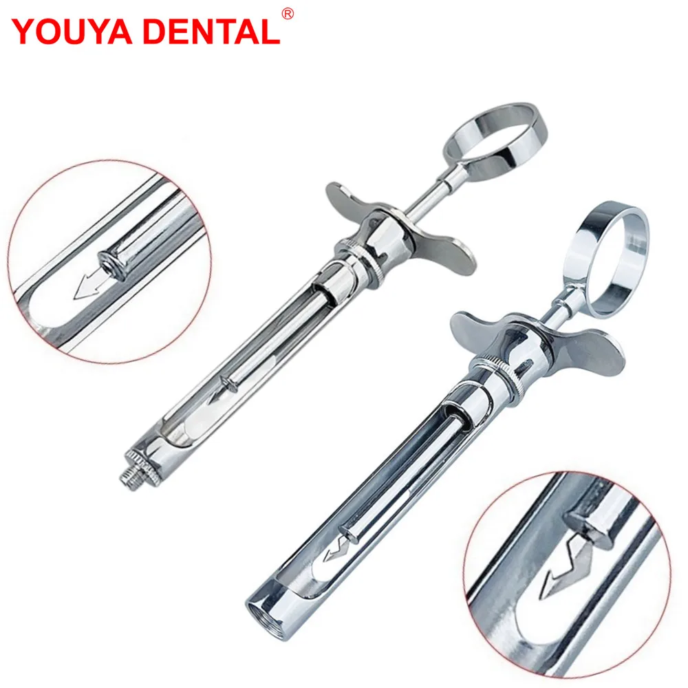 Dental Syringe Injection Gun Stainless Steel Aspirating Dentist Syringe Surgical Instrument Dentistry Injector Sharp / Hook Tips